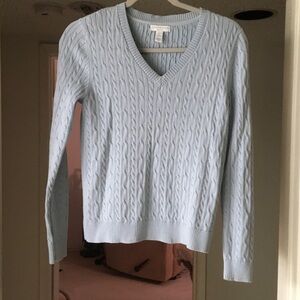 CHARTER CLUB/BABY BLUE-VARSITY FISHERMAN’S CABLE KNT SWEATER/ NEW